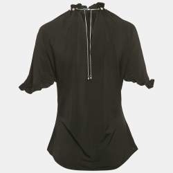 Paco Rabanne Black Jersey Crystal Embellished Top L