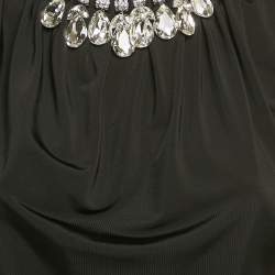 Paco Rabanne Black Jersey Crystal Embellished Top L