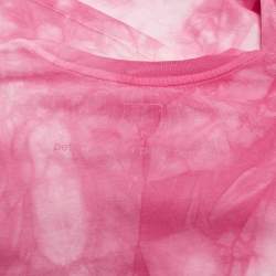 Paco Rabanne Pink Tie-Dye Cotton Asymmetric T-Shirt S
