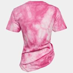 Paco Rabanne Pink Tie-Dye Cotton Asymmetric T-Shirt S