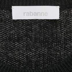 Paco Rabanne Black Linin Rib Knit Embellished Raw Edge Tank Top S