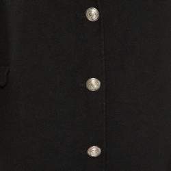 Paco Rabanne Black Wool Button Front Coat M