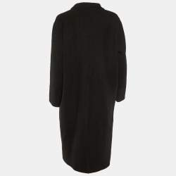Paco Rabanne Black Wool Button Front Coat M