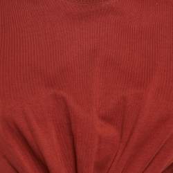 Rabanne Brick Red Cotton Knit Ring Detail Crop Top S