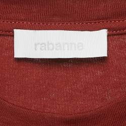 Rabanne Brick Red Cotton Knit Ring Detail Crop Top S