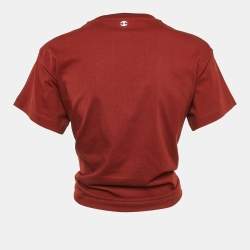 Rabanne Brick Red Cotton Knit Ring Detail Crop Top S