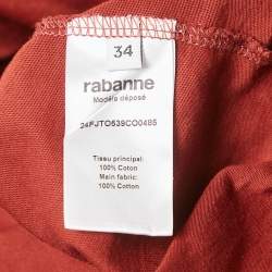 Rabanne Brick Red Cotton Knit Ring Detail Crop Top S