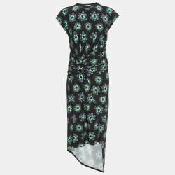 Paco Rabanne Black Floral Print Jersey Skirt and Top Set M