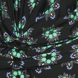 Paco Rabanne Black Floral Print Jersey Skirt and Top Set M