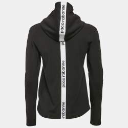 Paco Rabanne Black Knit Logo Tape Trimmed Hoodie M