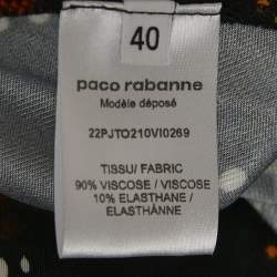 Paco Rabanne Black Printed Jersey Gathered Top M