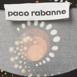 Paco Rabanne Black Printed Jersey Gathered Top M