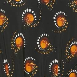 Paco Rabanne Black Printed Jersey Gathered Top M
