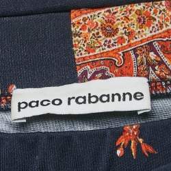 Paco Rabanne Navy Blue Floral Print Jersey Asymmetric Midi Skirt S