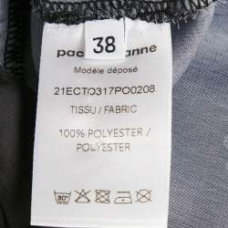 Pre Owned Paco Rabanne Black Printed Satin Tie-Back Top M