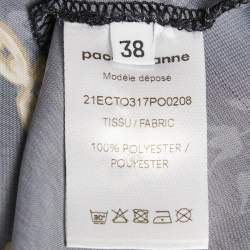 Pre Owned Paco Rabanne Black Printed Satin Tie-Back Top M