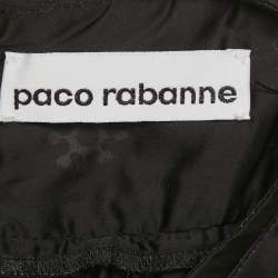 Pre Owned Paco Rabanne Black Printed Satin Tie-Back Top M