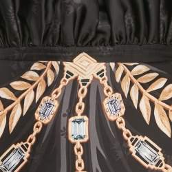 Pre Owned Paco Rabanne Black Printed Satin Tie-Back Top M