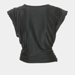 Paco Rabanne Black Jersey Drape Top S