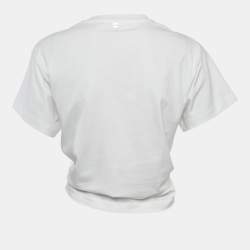 Pre Owned Paco Rabanne White Cotton Knit Ring Detail Top XS