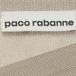 Pre Owned Paco Rabanne Tan Knit Buttoned Ruche Asymmetric  Midi Dress XS