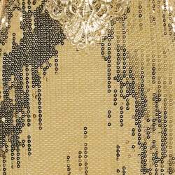 Pre Owned Paco Rabanne Gold Sequin Long Sleeveless Dress S