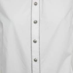 مملوكة مسبقًا قميص باكو رابان مطرز بالأبيض/الفضي من القطن مقاس متوسط - ميديام