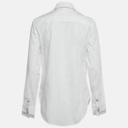 مملوكة مسبقًا قميص باكو رابان مطرز بالأبيض/الفضي من القطن مقاس متوسط - ميديام