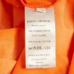 Pre Owned Paco Rabannex Peter Saville Orange Printed Tie & Dye Knotted Cotton T-Shirt XL