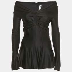 Pre Owned Paco Rabanne Black Jersey Ruched Top