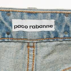 Pre Owned Paco Rabanne Blue Studded Denim Shorts M Waist 28"