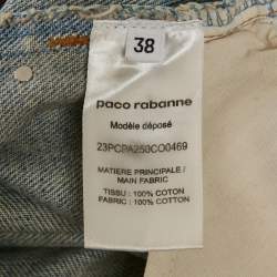 Pre Owned Paco Rabanne Blue Studded Denim Shorts M Waist 28"