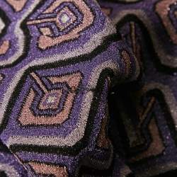 Pre Owned فستان باكو رابان طويل محاك بنقشة جاكار لوريكس بنفسجي صغير