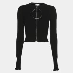 Pre Owned Paco Rabanne Black Knit Zip Full Sleeve Cardigan