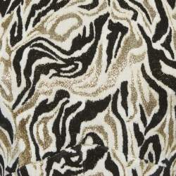 Pre Owned بلوزة باكو رابان فيلفيت أبيض/أسود برقبة عالية مقاس صغير