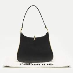 مملوكة مسبقًا حقيبة كتف باكو رابان جلدية سوداء بحلقة كبيرة