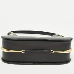 مملوكة مسبقًا حقيبة كتف باكو رابان جلدية سوداء بحلقة كبيرة