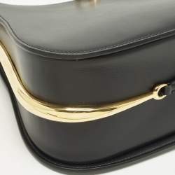 مملوكة مسبقًا حقيبة كتف باكو رابان جلدية سوداء بحلقة كبيرة