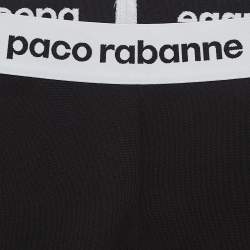 Pre Owned Paco Rabbane Black Jersey Logo Tape Detail Leggings L