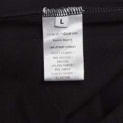 Pre Owned Paco Rabbane Black Jersey Logo Tape Detail Leggings L