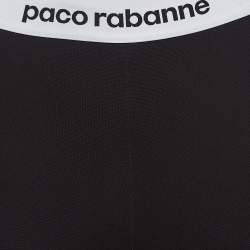 Pre Owned Paco Rabbane Black Jersey Logo Tape Detail Leggings L