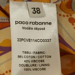 Pre Owned Paco Rabbane Beige Printed Cotton Pant Suit S