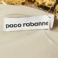 Pre Owned تنورة باكو رابان ميني بطبقات وترتر ذهبي مقاس متوسط