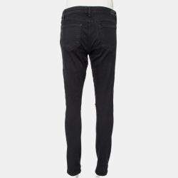 Pre Owned Paige Black Denim Ultra Skinny Distressed Verdugo Jeans M