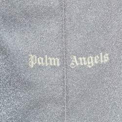 Palm Angels Silver Glitter Lurex Knit Tape Trimmed Trackpants L