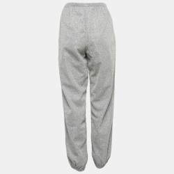 Palm Angels Silver Glitter Lurex Knit Tape Trimmed Trackpants L