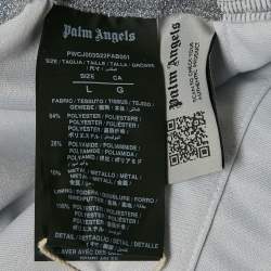 Palm Angels Silver Glitter Lurex Knit Tape Trimmed Trackpants L