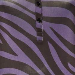Pre Owned Palm Angels Purple Zebra Print Jersey Maxi Polo Dress M 