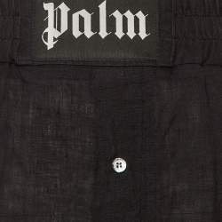 Pre Owned Palm Angels Black Linen Logo Detail Boxer Shorts L