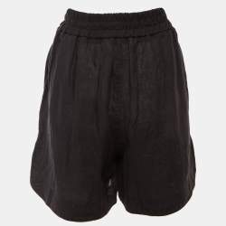 Pre Owned Palm Angels Black Linen Logo Detail Boxer Shorts L